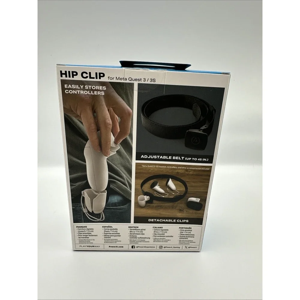 PowerA Hip Clip for Meta Quest 3 / 3S Adjustable Belt to 45in. Detachable Clips